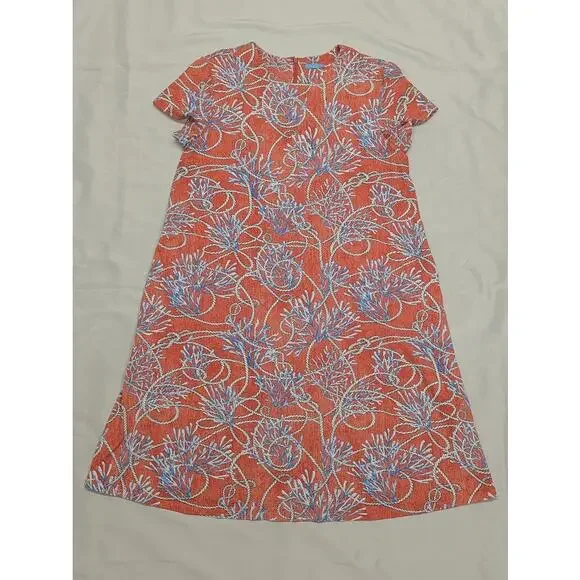 J. McLaughlin Dress Women Short Pullover Shift Dress Coral Nautical Seaside Sz L - Picture 2 of 10